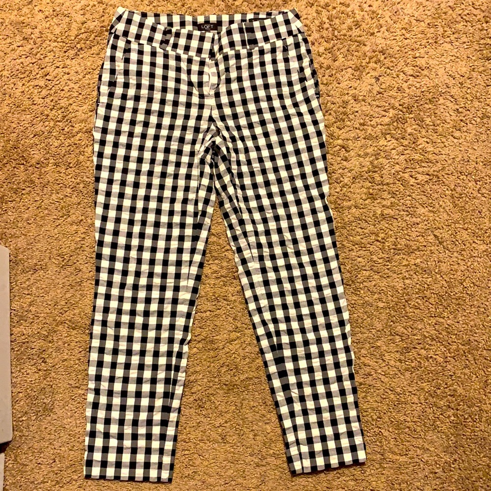 LOFT gingham pants 0P